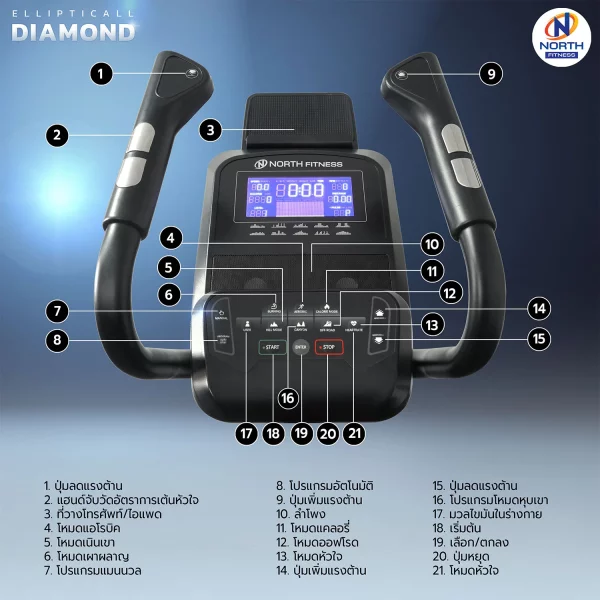 เครื่องเดินวงรี North fitness รุ่น Diamond - รุ่นใหม่ล่าสุด ดีไซต์ทันสมัย - Image 5