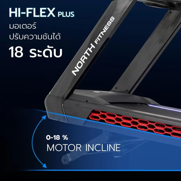 ลู่วิ่งไฟฟ้า North Fitness รุ่น Hi-Flex Plus - มาตรฐานการผลิตสูง ดีไซน์ทันสมัย แรงม้าพีค AC - Image 7
