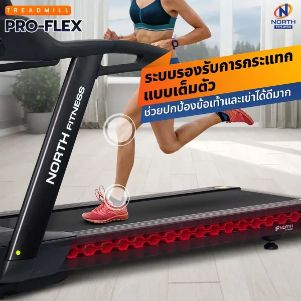 ลู่วิ่งไฟฟ้า North Fitness รุ่น Pro-Flex Plus - ดีไซต์ใหม่พร้อมไฟ LED รองรับแรงกระแทก ฟังก์ชันครบครัน - Image 4